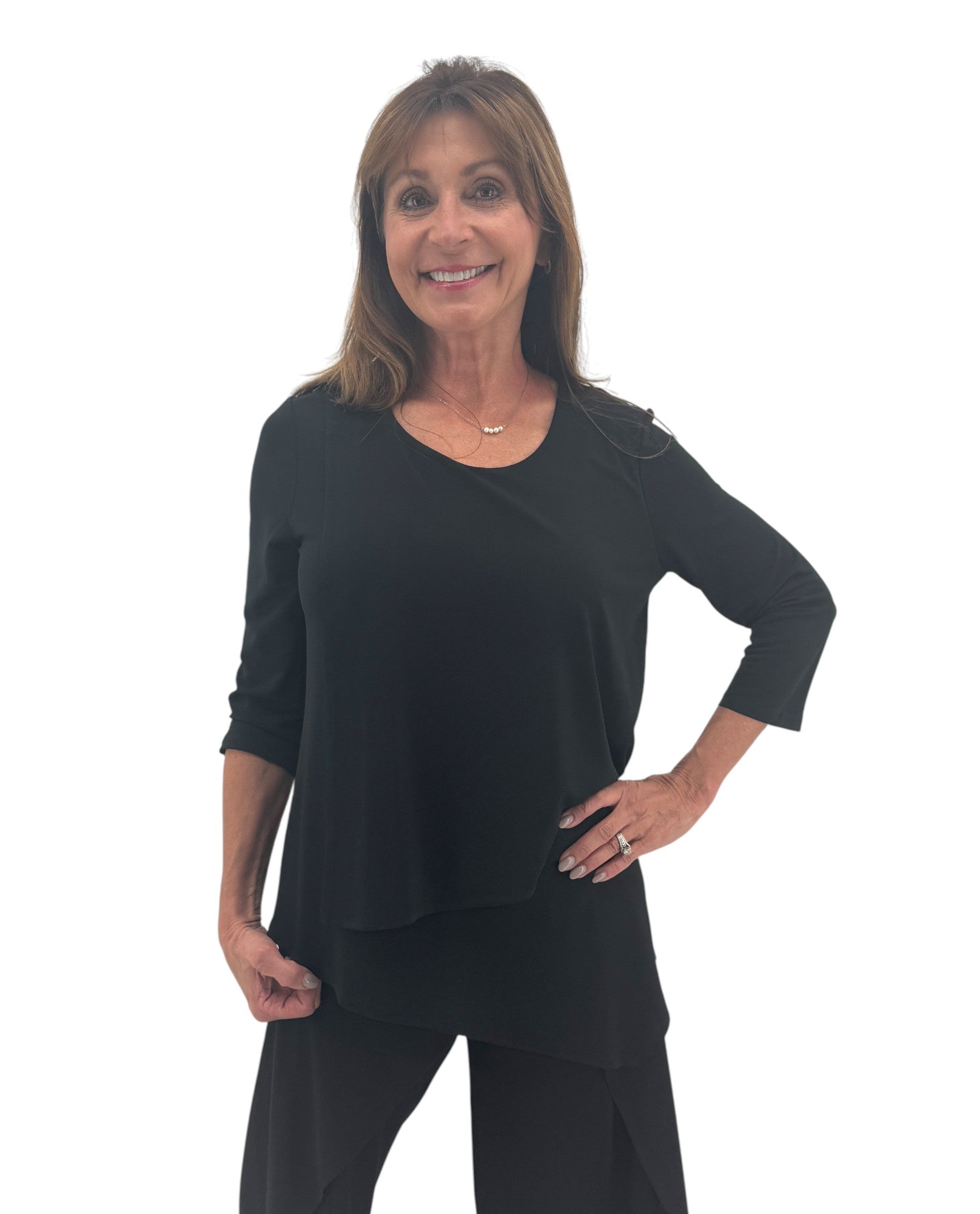 BY JJ CREPE KNIT ENVELOPE 3/4 SL TUNICA CR-108