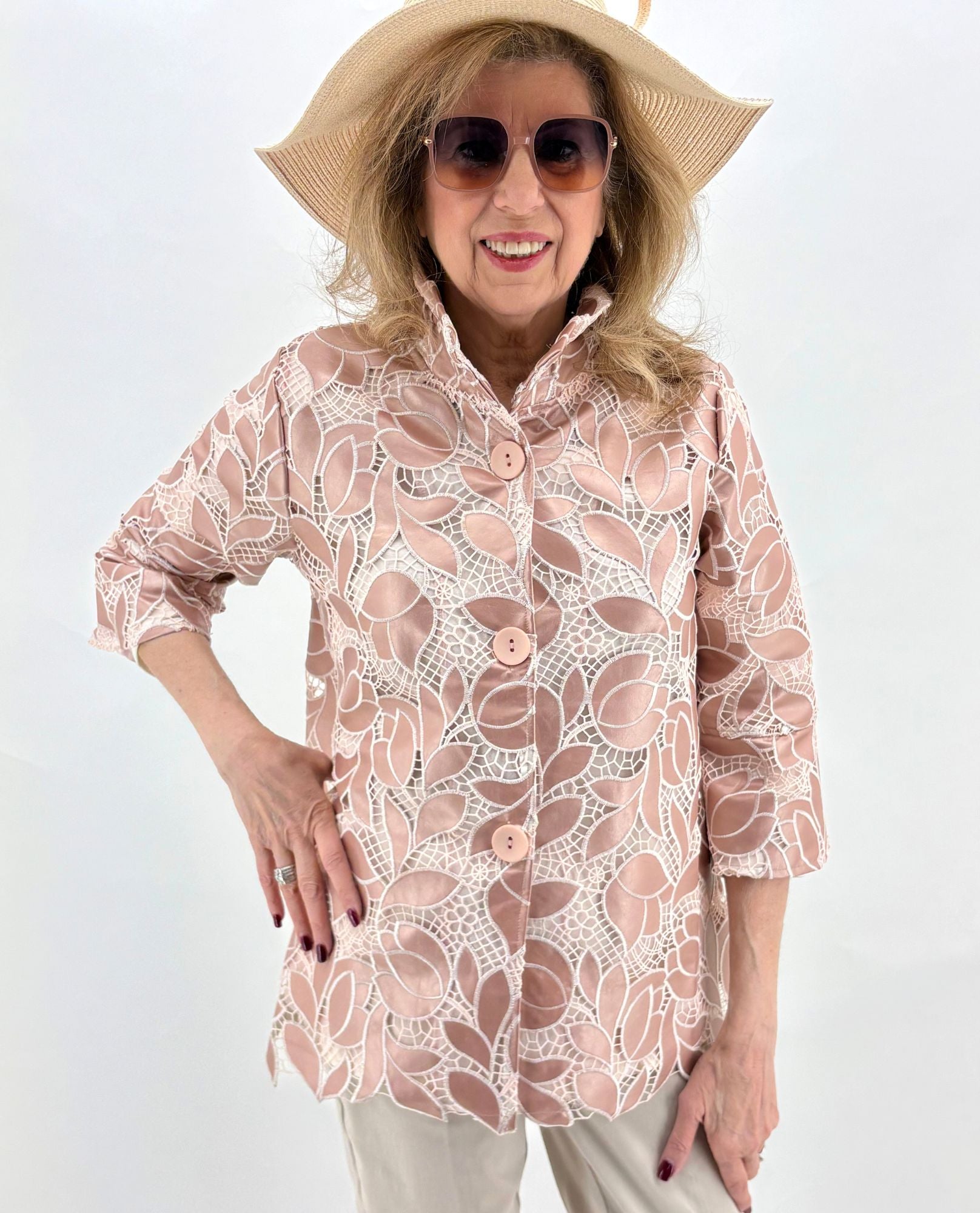 DAMEE 2479 GIACCA IN PIZZO FLOREALE