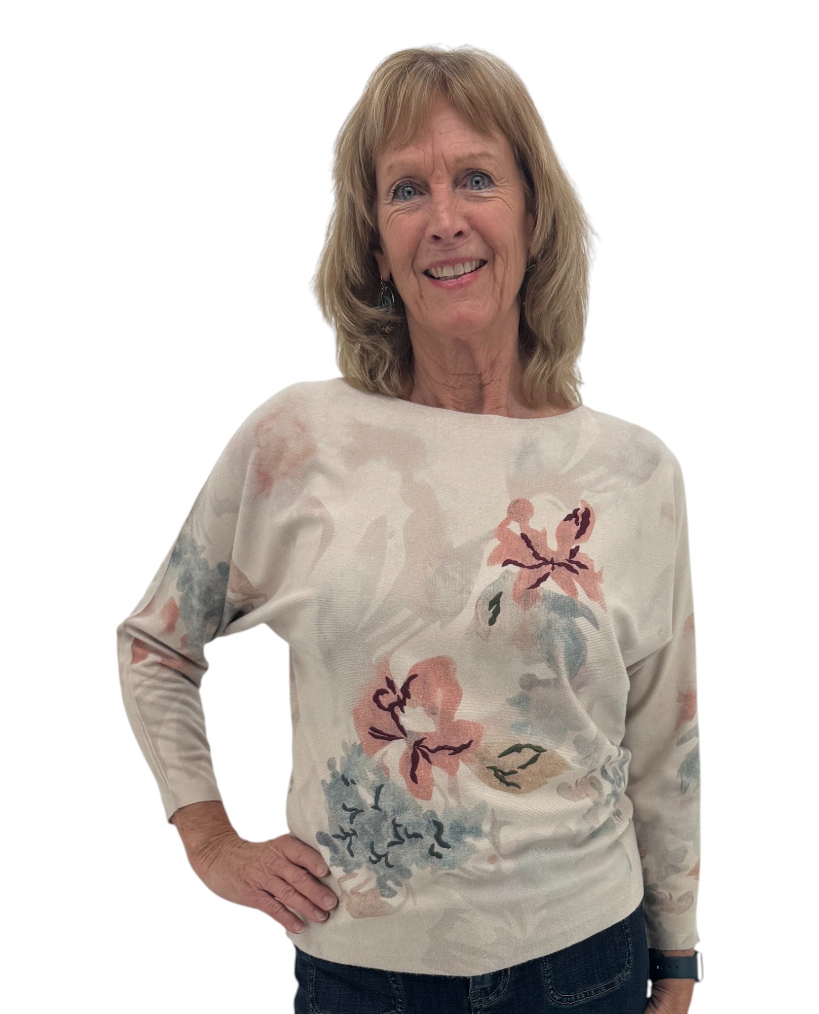 KEREN HART TH-39060 PULLOVER RICAMATO A FIORI