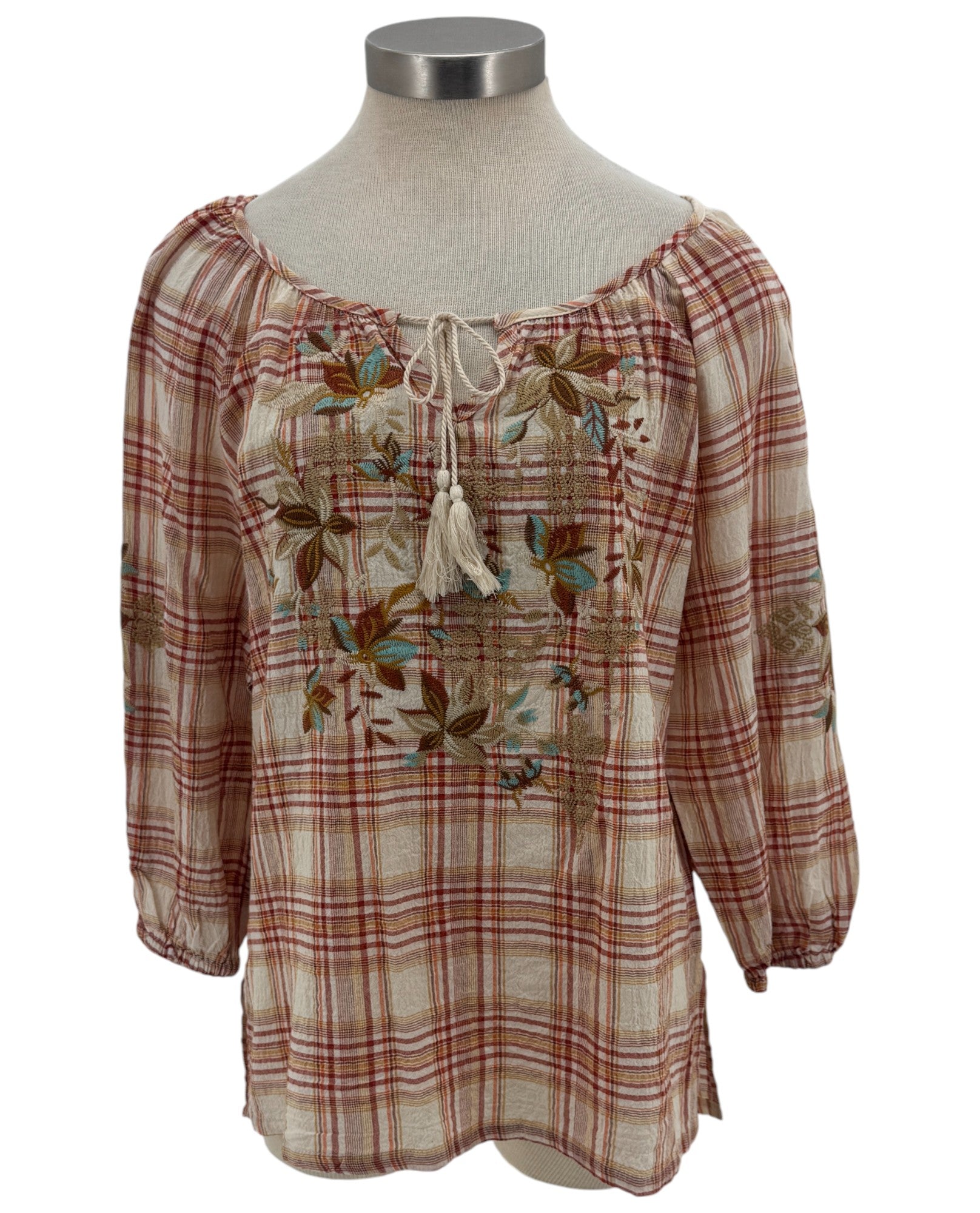 PAPARAZZI ANN-4569 TOP A SCACCHI RICAMATO