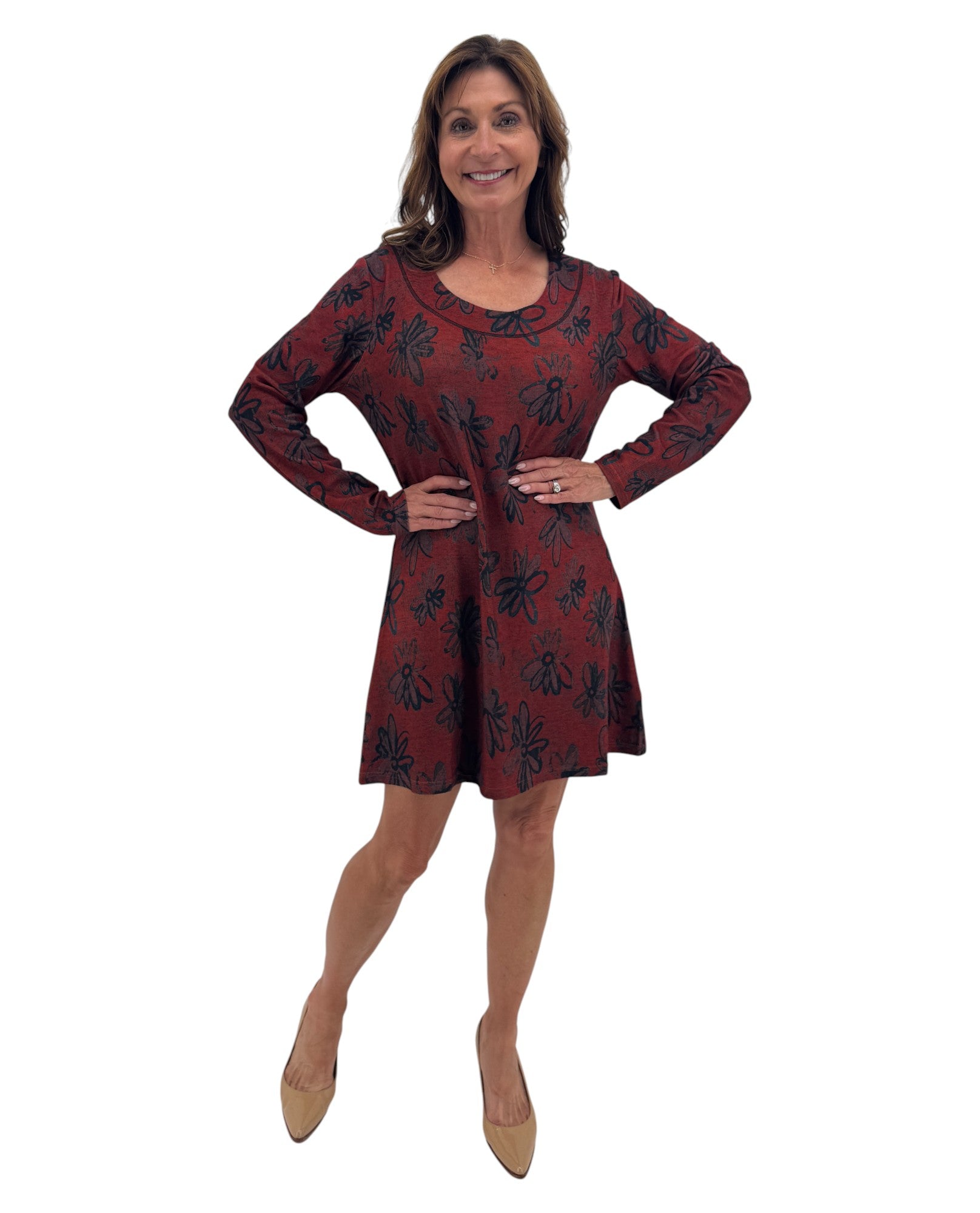 RADZOLI TH22588 ABITO A FIORI CON SCOLLO A V NCK