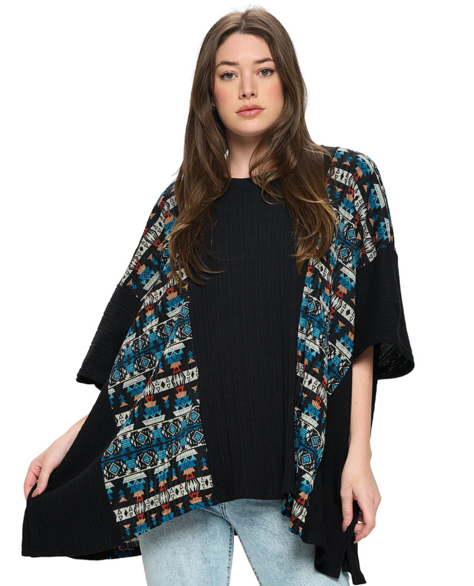 YAK & YETI 23819 PONCHO OVERSIZE A COSTINE TAGLIA UNICA